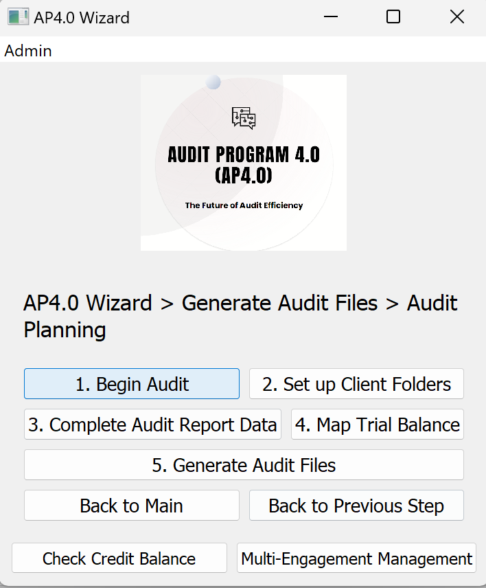 AP4.0 - Click the 1. Begin Audit Button