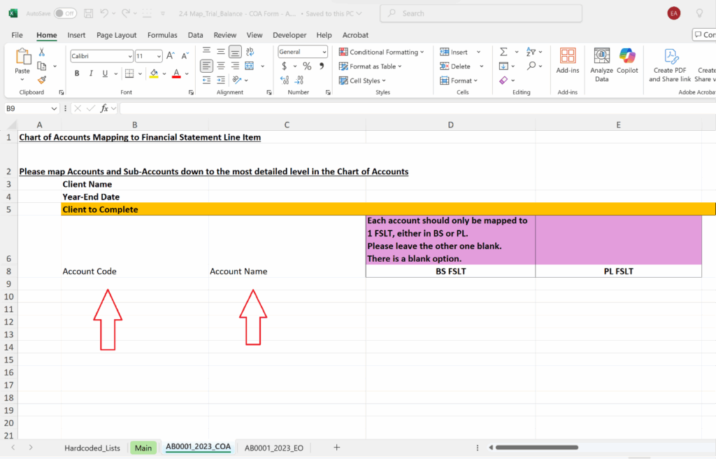 AP4.0 COA Mapping Account Codes & Names